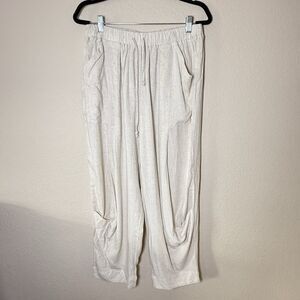 Tarse Women's NWT Large Gaucho Wide-Leg Linen‎ Blend Pants Lagenlook Boho Beachy